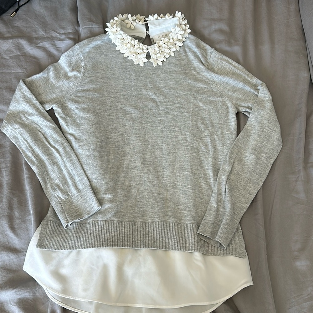 Ted Baker sweater gray flowers application